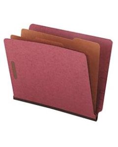 Universal Pressboard End Tab Classification Folders, 8 1/2in x 11in, Letter Size, Red/Brown, Box Of 10