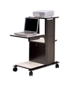 H. Wilson 4-Shelf Presentation Station, 38 1/2inH x 34 1/2inW x 18inD, Black/Gray