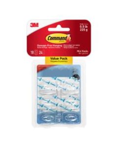 Command Mini Clear Hooks, Damage-Free, Pack of 9 Pairs of Hooks, 12 Pairs of Strips
