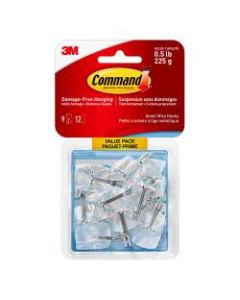Command Small Clear Wire Hooks, Damage-Free, Clear, Pack of 9 Hooks, 6 Pairs of Strips