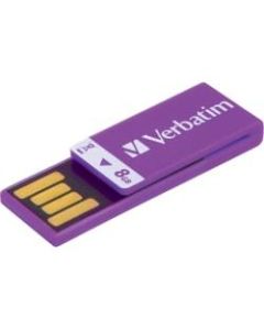 Verbatim 8GB Clip-It USB Flash Drive - Violet - 8 GB - Violet - 1 Pack