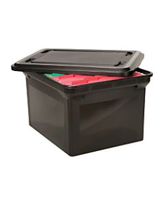 Advantus Storage File Tote With Lid, Letter/Legal Size, 11 1/2in x 19in x 15 1/2in, Black