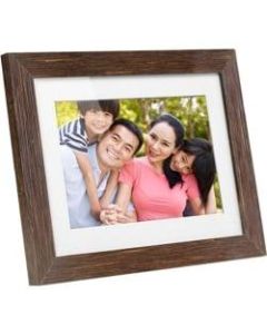 Aluratek 8 inch Distressed Wood Digital Photo Frame with Auto Slideshow Feature - 8in LCD Digital Frame - Wood - 1024 x 768 - Cable - 4:3 - Clock, Slideshow, Calendar - USB - Wall Mountable