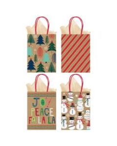 Amscan Christmas Medium Vertical Gift Bags, 7-3/4inH x 6inW x 3inD, Cozy Snowman, Pack Of 20 Bags