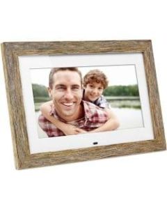 Aluratek 10 inch Distressed Wood Digital Photo Frame with Auto Slideshow Feature - 10in LCD Digital Frame - Wood - 1024 x 600 - Cable - 16:9 - Clock, Slideshow, Calendar - USB - Wall Mountable