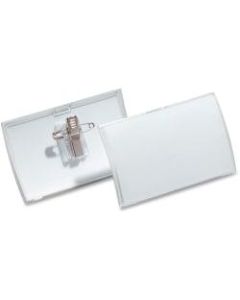 Durable Click-Fold Badges With Combi Clip, 2 1/4in x 3 3/4in, Clear, Pack Of 25
