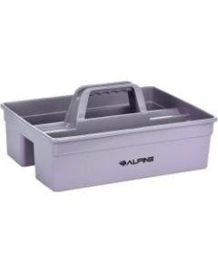 Alpine Plastic Cleaning Caddy, 3 Compartments, 15-1/8inH x 10-13/16inW x 6-11/16inD, Gray