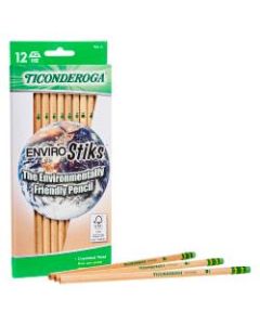 Ticonderoga EnviroStik Pencils, Presharpened, #2 Lead, Soft, Pack of 12