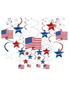Amscan Patriotic Swirl Decorations, Multicolor, Pack Of 30 Pieces