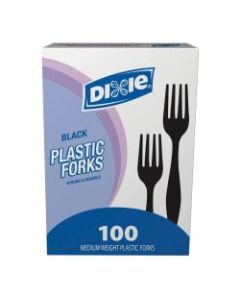 Dixie Medium-Weight Utensils, Forks, Black, Box Of 100