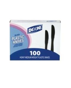 Dixie Medium-Weight Utensils, Knives, Black, Box Of 100