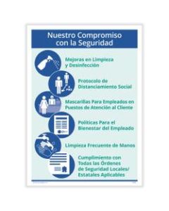 ComplyRight Corona Virus And Health Safety Posters, Our Commitment To Safety, 10in x 14in, Spanish, Set Of 3 Posters