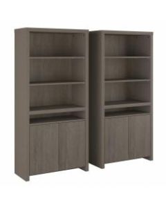 Bush Furniture Bristol Tall 6-Shelf Bookcases With Doors Set of 2, Restored Gray/Thread Gray, Standard Delivery