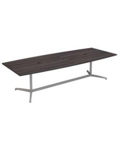 Bush Business Furniture 120inW x 48inD Boat Shaped Conference Table with Metal Base, Storm Gray, Premium Installation
