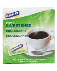 Genuine Joe Stevia Natural Sweetener Packets - 0 lb (0 oz) - Natural Sweetener - 200/Box