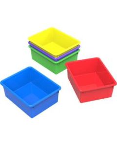 Storex Deep Letter-Size Storage Trays, Medium Size, Assorted Colors, Pack Of 5
