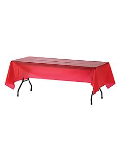 Genuine Joe Plastic Table Covers, 54in x 108in, Red, Pack Of 6