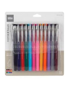 Office Depot Brand Marker-Style Porous Point Pens With Soft Grips, Medium Point, 0.7 mm, Assorted Barrels, Assorted Ink Colors, Pack Of 12