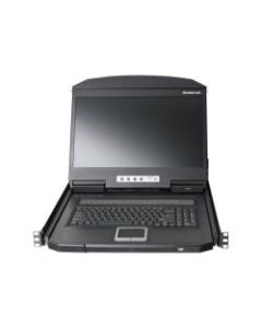 IOGEAR 18.5in Widescreen Short Depth 16-port LCD KVM Switch (TAA Compliant) - 16 Computer(s) - 18.5in LCD - HD - 1366 x 768 - 4:3 - 2 x PS/2 Port - 2 x USB - Daisy Chain - Keyboard120 V AC, 230 V AC Input Voltage - 1U High - Metal, Plastic - TAA Compliant