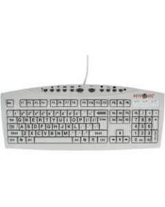 Ablenet Keys-U-See Large Print Wired Keyboard, Black Print on White Keys - Cable Connectivity - USB Interface Internet, Multimedia Hot Key(s) - Computer - Windows - Black, White