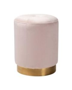 Baxton Studio Glam Velvet Upholstered Ottoman, Pink/Gold