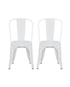 DHP Nova Mesh Dining Chairs, White/Silver, Set Of 2