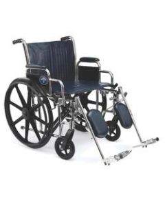 Medline Excel Extra-Wide Wheelchair, Elevating, 20in Seat, Navy/Chrome