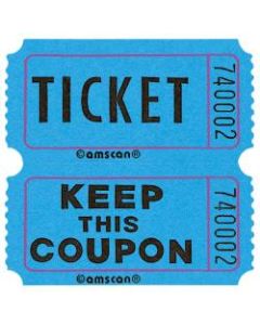 Amscan Double Ticket Roll, 6-1/2inH x 6-1/2inW x 2inD, Blue, 2,000 Tickets Per Roll