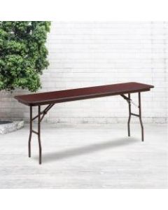 Flash Furniture Folding Training Table, 30inH x 18inW x 72inD, Mahogany