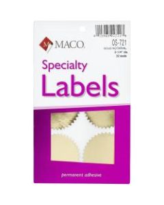 Maco Notary Gold Foil Seals - Round - 2.25in Diameter - Self-adhesive - For Award, Certificate, Legal Document - Gold - 32 / Pack
