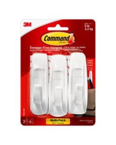 Command Large Utility Hooks, Damage-Free, White, Pack of 3 Hooks, 3 Pairs of Strips