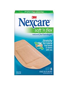 3M Nexcare Comfort Knee/Elbow Bandages, 1 7/8in x 4in, Pack Of 8