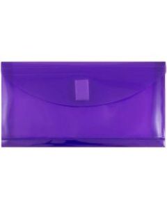 JAM Paper Plastic 5 1/4in x 10in Envelopes With Hook and Loop Closure, Purple, Pack Of 12
