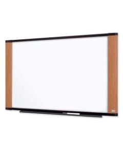 3M Melamine Non-Magnetic Dry-Erase Whiteboard, 48in x 72in, Aluminum Frame With Light Cherry Finish