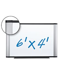 3M Porcelain Magnetic Dry-Erase Whiteboard, 72in x 48in, Aluminum Frame With Silver Finish