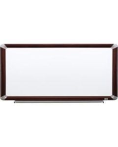 3M Porcelain Magnetic Dry-Erase Whiteboard, 48in x 96in, Aluminum Frame With Mahogany Finish