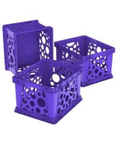 Storex File Crates, Medium Size, Classroom Purple, Pack Of 3