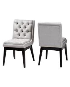 Baxton Studio Makar Dining Chairs, Light Gray/Dark Brown, Set Of 2 Chairs