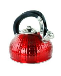 MegaChef Stainless-Steel Stovetop Kettle, 12.7 Cups, Red