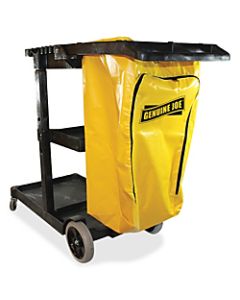 Genuine Joe Workhorse Janitors Cart - x 40in Width x 20.5in Depth x 38in Height - Charcoal, Yellow - 1 Each
