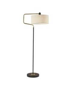 Adesso Jacob Floor Lamp, 57inH, Off-White Shade/Black Base
