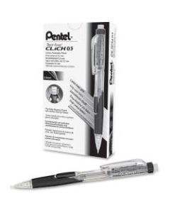 Pentel Twist-Erase Click Mechanical Pencil, #2 Lead, 0.5 mm, Refillable, Transparent Black Barrel
