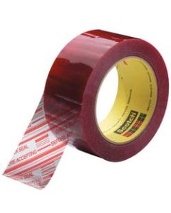 3M 3779 Pre-Printed Carton Sealing Tape, 3in Core, 2in x 110 Yd., Clear/Red, Case Of 6