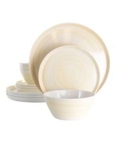 Elama Crafted Clay 12-Piece Dinnerware Set, Cream