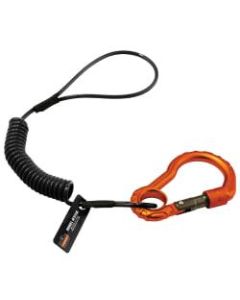 Ergodyne Squids 3156 Coil Tool Lanyard With Single Carabiner, 2 Lb, Black