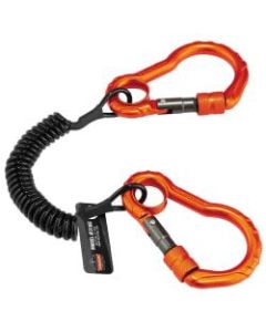 Ergodyne Squids 3166 Coil Tool Lanyards With Dual Carabiners, 2 Lb, Black, Pack Of 6 Lanyards