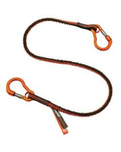 Ergodyne Squids 3110F(x) Standard Tool Lanyards With Dual Carabiner, 10 Lb, Orange/Gray, Pack Of 6 Lanyards