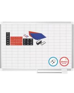 MasterVision Platinum Pure 1in x 2in Grid Planning Dry-Erase Whiteboard, 48in x 36in, Aluminum Frame With Silver Finish