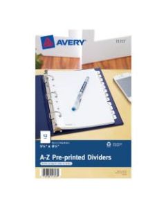 Avery Preprinted Tab Dividers, Mini, 5 1/2in x 8 1/2in, A-Z Tabs, White