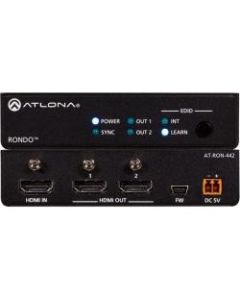 Atlona 4K HDR Two-Output HDMI Distribution Amplifier - 4096 x 2160 - 32.81 ft Maximum Operating Distance - HDMI In - HDMI Out - USB
